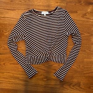 Striped Long Sleeve Crop Top
